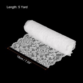 MECCANIXITY 7 Inch Wide 5 Yard Lace Ribbon Floral Pattern Light White Lace Trim Ribbon for Sewing Making, and DIY Crafts, Gift Wrapping, Bouquets, Wedding Decor