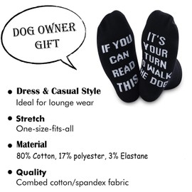 TSOTMO Novelty Dog Mom Dog Dad Socks Gift If You Can Read This It’s Your Turn to Walk The Dog Funny Dog Owner Gift (C.Walk The Dog Socks)