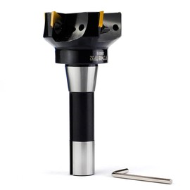 YUFUTOL Indexable End Mill with 5 Pcs TPCN32PDTR TPG32 Carbide Inserts, 3"Cutting Diameter, 90 Degree, R8 Shank, 5 Flutes