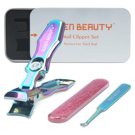 Nail Clippers for Thick Nails, Toenail Clippers with Wide Jaw Opening, Nail Trimmer with Catcher, Fingernail Clippers with Glass File, Thick Toenail Clippers for Men, Women, Adult Seniors