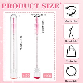 200 Piezas Set de Tubos de Varita para Rímel 100 Carretes de Pestañas para Extensiones de Pestañas 100 Cepillos de Rímel Vacío de Diamante Aplicador de Cejas Colorido Desechable (Bonito)