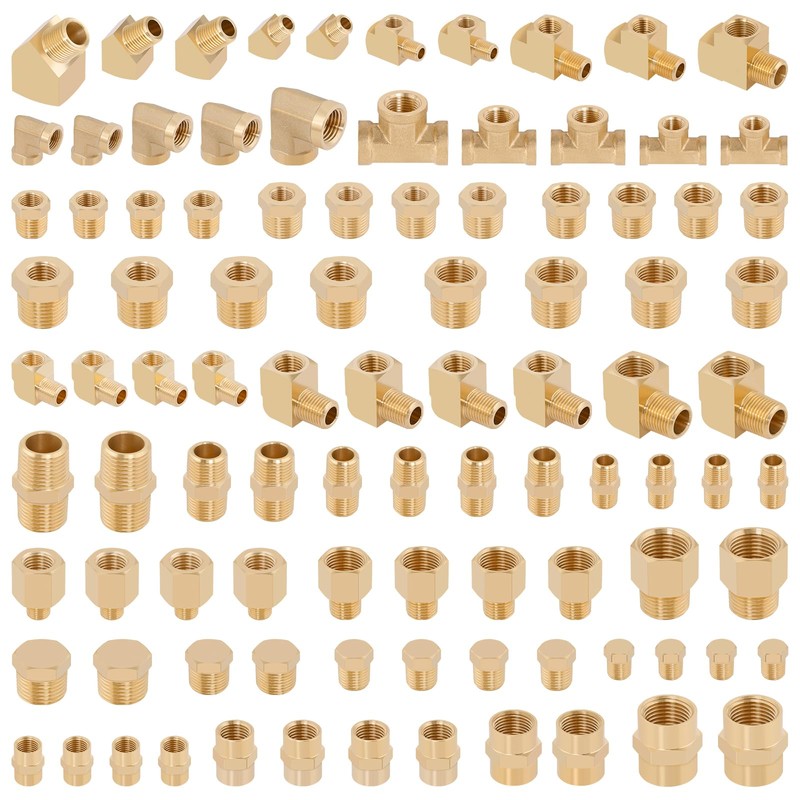 KOOTANS 96PCS Brass Pipe Fittings Assortment Kit - NPT Adapter,