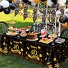 NatNarr 3 Pack 40th Birthday Tablecloth, Plastic Black Gold Table