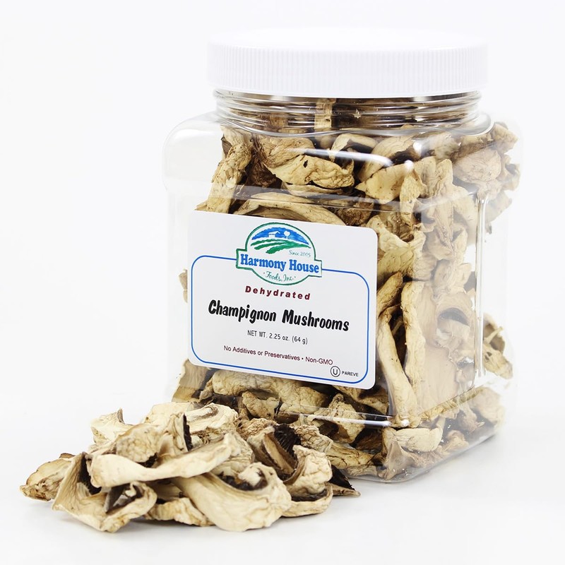 Harmony House Foods Dried Champignon Mushrooms (2.25 oz, Quart Size