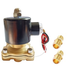 Qolekog 1/2" NPT Brass Electric Solenoid Valve 12V Normally Close For Air Water Fuel with 1/2" MNPT Hex Brass Fitting Yellow