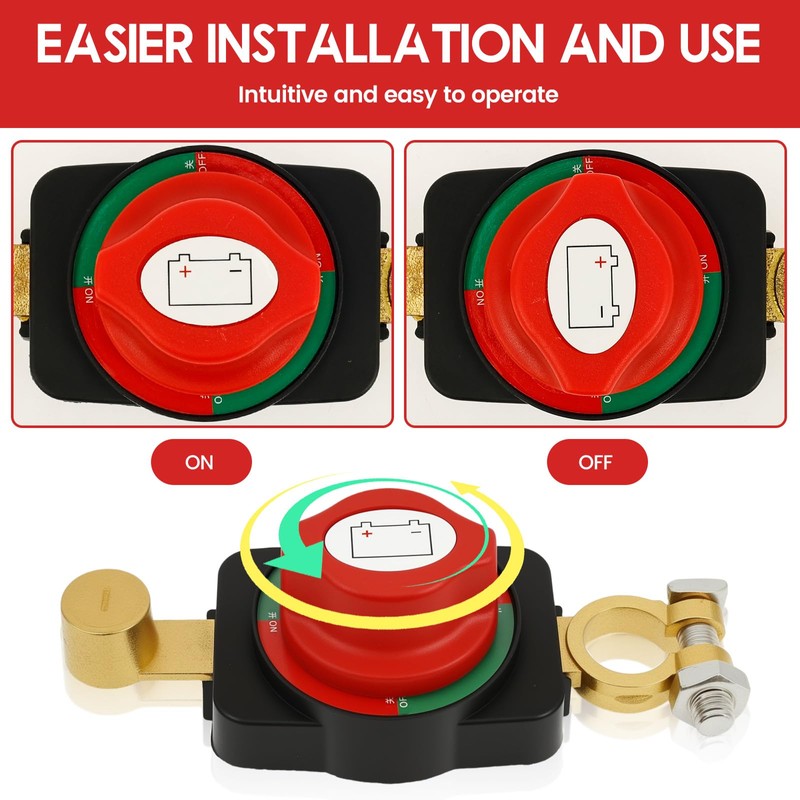 2PCS Battery Disconnect Switch Top Post, Battery Cut Off Switch