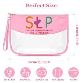 Sfodiary Speech Therapist Gifts SLP Makeup Bag for Women Clear Cosmetic Bag Speech Language Pathologist Appreciation Thank You Gifts for SLP Christmas Birthday Presents Zipper Travel Toiletry Pouch