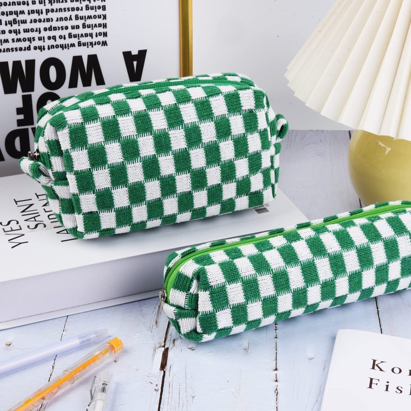 SOIDRAM Checkered Makeup Bag and Brush Storage Bag - Large
