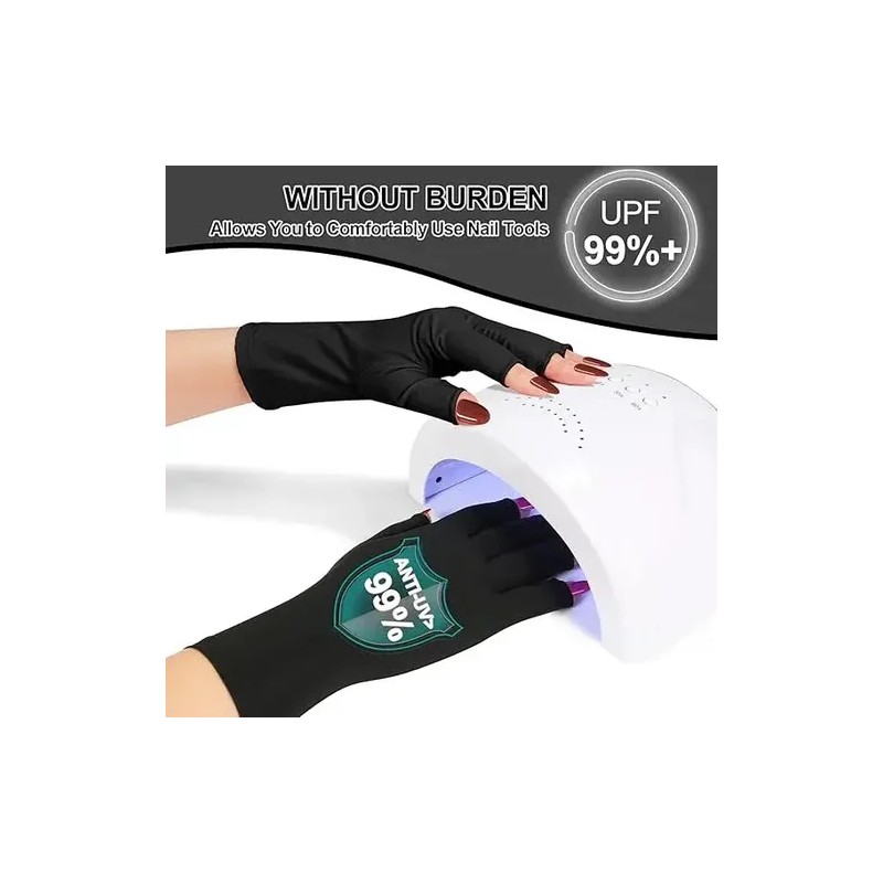 Guantes Para Manicure Protección Contra Uv (1 Par) Negro
