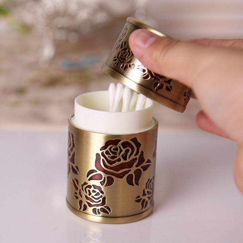 Toothpick Box Cotton Swab Holder Dual Use Retro Light Luxury