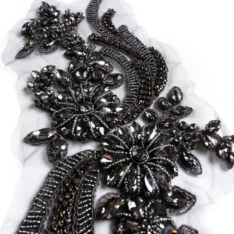 Hand-Made Beaded Rhinestons DIY Clothing Appliques Patch,Beaded Applique for Wedding