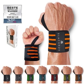 BLACKROX Wrist Bandage Wrist Wraps Beast Killer 2 x Wrist Support Men Women Wrist Bandage for Sports, Fitness, Gym Bodybuilding Powerlifting Weightlifting Strength Sports (Orange)