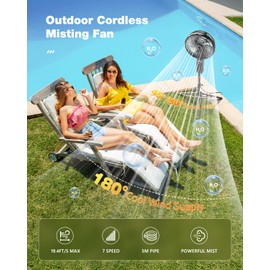 Misting Fan Portable, 20000mAh 12-Inch Outdoor Misting Fan for Patios Outside, 2 In 1 Pedestal & Tabletop Oscillating Fans with Misting Kit, Rechargeable Cooling Fans with Remote/Mist/7 Gear/Timer