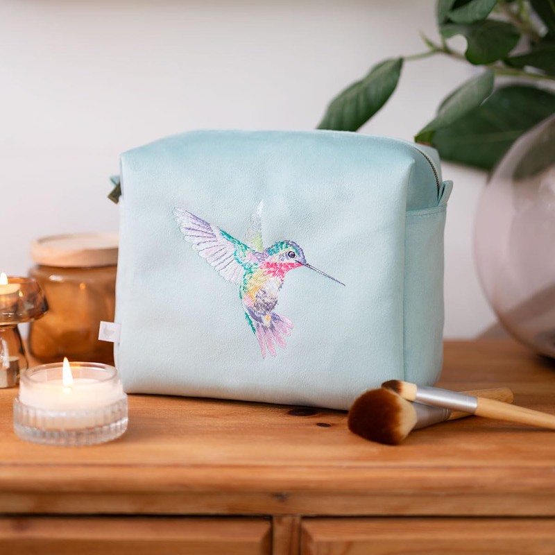 Wrendale Designs by Hannah Dale 'Wisteria Wishes' Hummingbird Embroidered Cosmetic