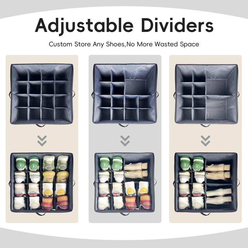 Vexalora Shoe Organizer Box 2 Pack, Shoe Storage Organizer with