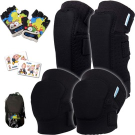 Innovative Soft Kids Knee and Elbow Pads with Bike Gloves - Toddler Protective Gear Set w/Mesh Bag& Sticker, CSPC Certified - Roller-Skating, Skateboard Knee Pads for Kids Child Boys Girls