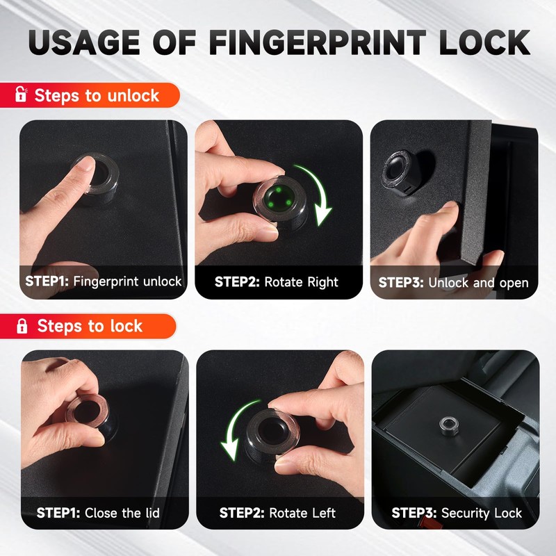 Kolasina Center Console Safe Vault Safe Box with Fingerprint Lock