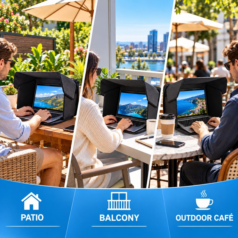 Foldable Laptop Sun Shade for Outdoor Work – Portable Privacy