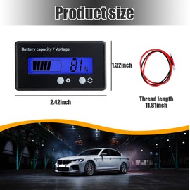 Dickno 12V 24V 36V 48V 60V 72V 84V Golf Cart Battery Meter, Battery Capacity Indicator with LCD Display Backlight, Waterproof Monitor Gauge Digital Voltmeter Tester for Car Golf Cart (Blue)