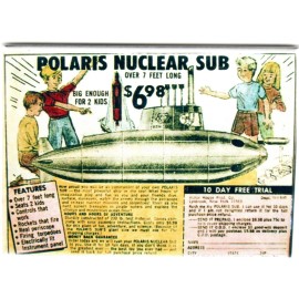 Vintage Comic Ad Toy Submarine on Fridge Magnet 2.5" x 3.5" 1.5k pics in store