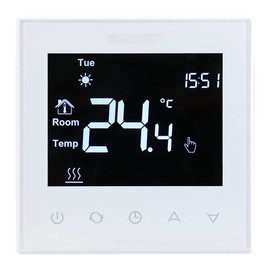 Wengart Digital Thermostat for Electric Underfloor Heating Systems WG505, Flush-Mounted Programmable AC 230 V Max 3600 Watt with 3 m Sensor, Black