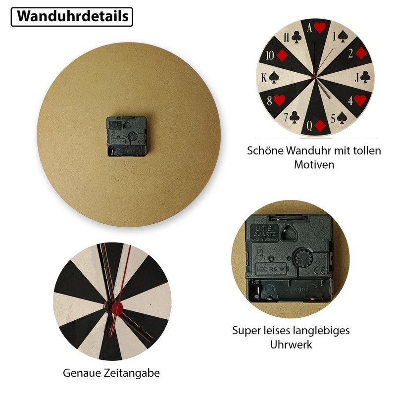 speecheese Playing Cards Wall Clock Clock with Card Game Heart