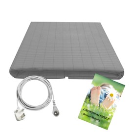 Grounding Bed Sheet with UK Cord, 60 * 80 inch, Earthing Sheets for Sleeping Better, Conductive Silver Fiber Sheet (Grey)