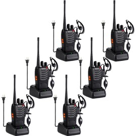 Baofeng Walkie Talkies 888S Rechargeable Long Range with Earpieces for Adults, 16 Channel Professional Radio Handheld Two Way Radios Li-ion Battery and Charger Included (6pack with 6earpiece)