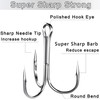 Silver Treble Fishing Hook Triple Barbed Hook Strong Round Bend