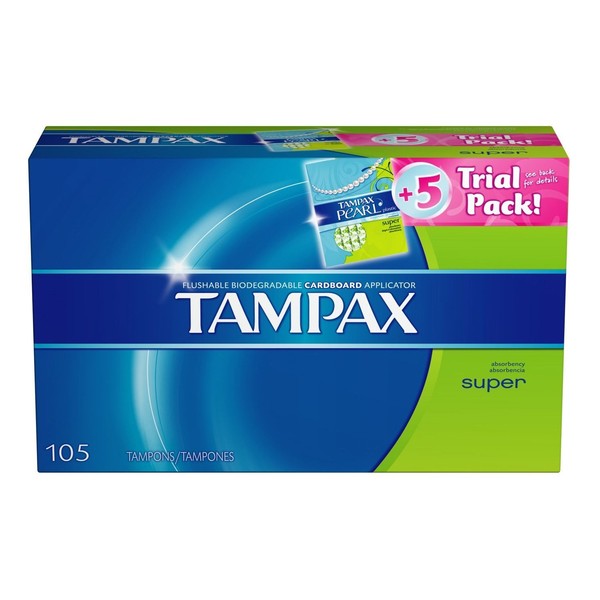 Tampax Tampons, Super (100 ct.) Plus 5 ct. Tampax Pearl Trial Pack