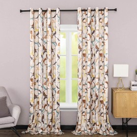 VOGOL Blackout Curtains for Bedroom, Brown Geometric Circles Print Curtains 84 inch Length Thermal Insulated Room Darkening Grommet Drapes for Living Room Home Theatre, 52 x 84 Inches, 2 Panels