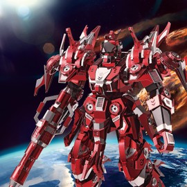 Piececool 3D Metal Puzzles Mecha Model Kits, Red Thunder Figure Models Building Kits for Adults, DIY Brain Teaser 3D Puzzle for Teen Students Fidget Toys Perfect Birthday, 522 Pcs