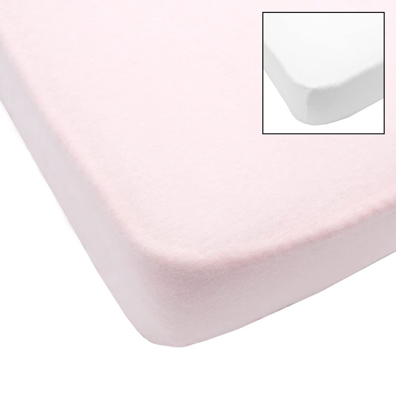 BabyCalin - Set of 2 Fitted Sheets White / Pink