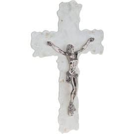 SOSPIRI VENEZIA Crucifix in Murano Glass Decorated Religious Wall Cross Objects Venice Gift Idea Made in Italy (cm11x16)