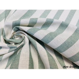 Culla Linen Look Striped Cotton Canvas Fabric Mint Green - per metre