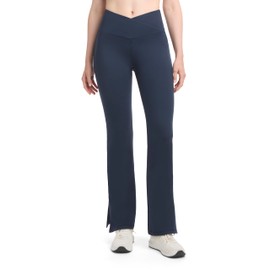 Danskin Women's Side Slit Flare Leg Yoga Pants, Neo Navy, Large
