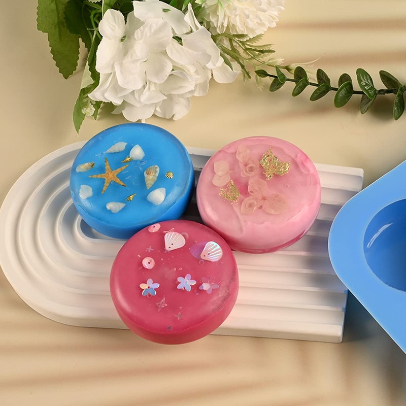 Sakolla Sakolla 2 Pack 4 Cavity Round Silicone Soap Molds
