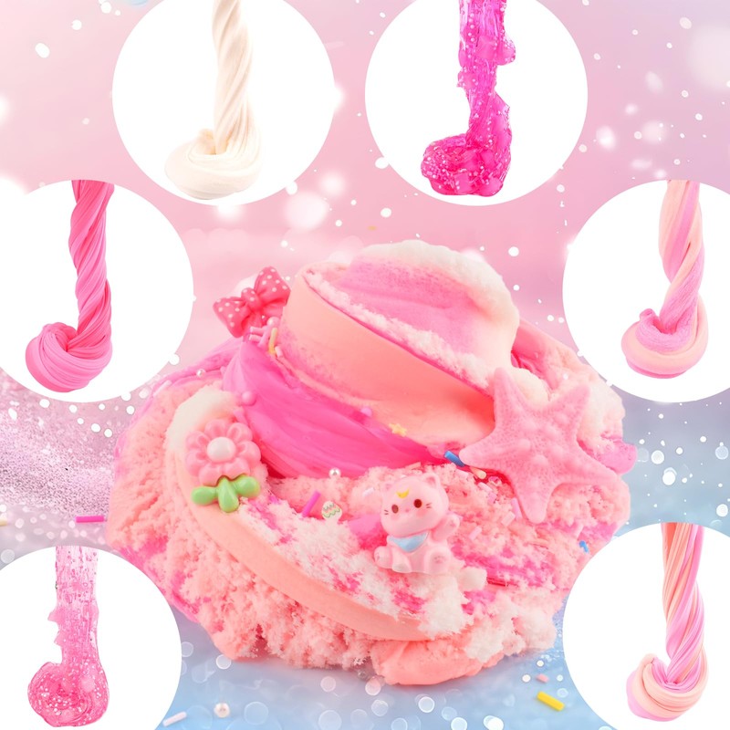 Set di 6 slime rosa per bambini, burro Slime, Cloud
