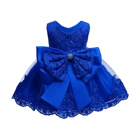 0-6T - Vestido de fiesta de tutú bordado para niña pequeña, Azul Real, 2-3T