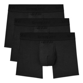 Tommy John Men's Trunk 4” Underwear, Second Skin Boxers with Supportive Contour Pouch, Soft Naturally Breathable Stretch Fabric Boxers for Men, Black - 3 Pack, XL