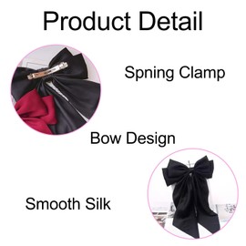 2PCS Black Hair Bow Clip - Satin Hair Ribbons for Women and Girls, Elegant Large Bowknot Barrettes for Daily Wear and Parties - Comfortable, Durable, and Fashionable Hair Accessories