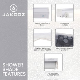Jakooz Rollup Shower Curtain for Bathroom. Waterproof, 100% PEVA, Heavy Duty Shower Roller Blind Curtain for Bathtub. No Rods, No Hooks, No Rings! (56"x95") (Sparkle)