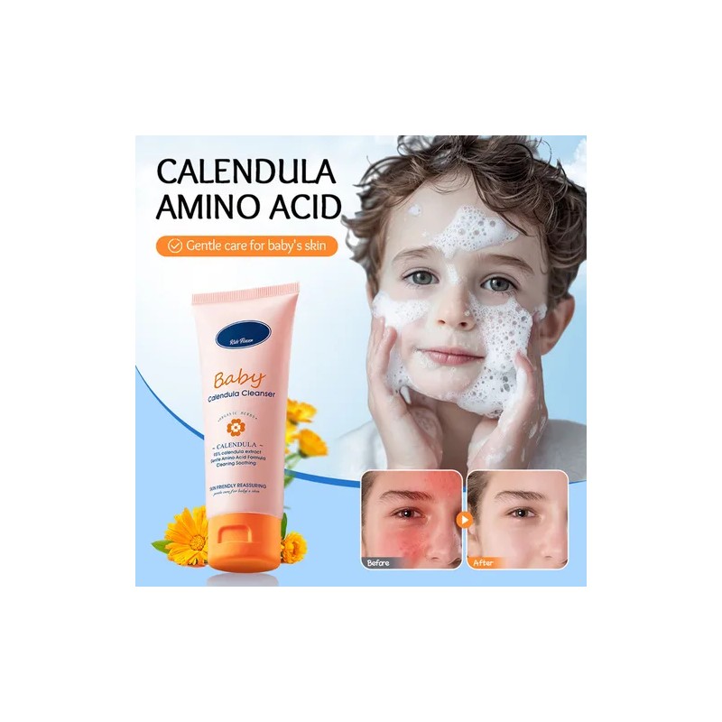 Un Limpiador Calmante Suave Con Ácido Y Caléndula Para Niños