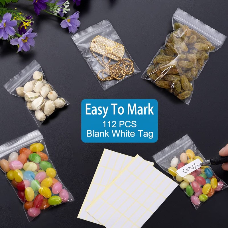 600 PCS Small Plastic Bags, Assorted Sizes, Mini Baggies, Transparent