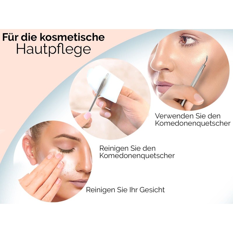 Comedone squeezer blackhead remover set made of stainless steel