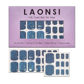 LAONSI Midnight Maze, Real Gel Pedi Strips, Fully Cured & No UV Lamp, 8 Minutes with Salon Quality, Long Lasting, Easy to Apply & Remove - Includes 29 pcs Pedicure Strips and Nail File