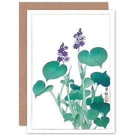 Wee Blue Coo Blooming Hosta Ohara Koson Greeting Card With Envelope Inside Premium Quality