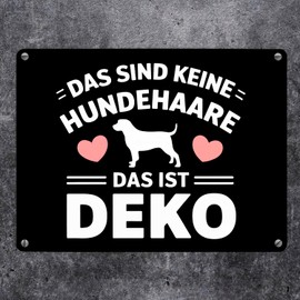 Keine Hundehaare nur Deko Hunde Metallschild in 15x20 cm Humorvolles Aluminiumschild für Hundeliebhaber