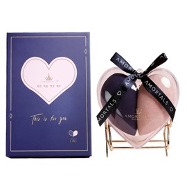 Heart Makeup Sponge Set - 2 Pcs Soft Beauty Sponges with Heart-Shaped Holder for Liquid Foundation, Cream, and Powder - Latex-Free Blending Sponge Kit for Valentine's Day Gifts for Women
