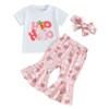 Easter Outfit Baby Girl Short Sleeve Bunny Chick Print Tops